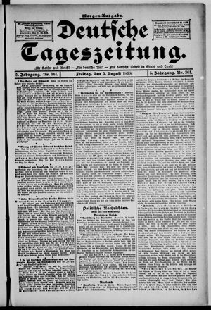 Deutsche Tageszeitung vom 05.08.1898
