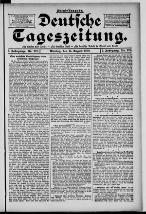 Deutsche Tageszeitung on Aug 15, 1898