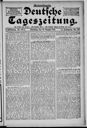 Deutsche Tageszeitung vom 28.08.1898