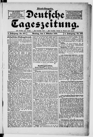 Deutsche Tageszeitung on Oct 3, 1898