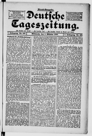 Deutsche Tageszeitung vom 05.10.1898