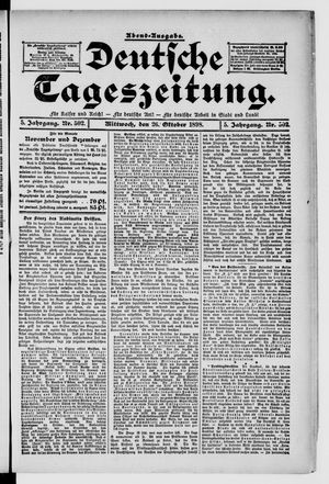 Deutsche Tageszeitung on Oct 26, 1898