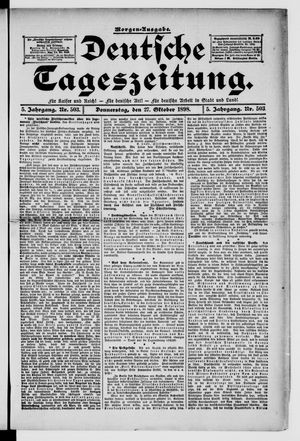 Deutsche Tageszeitung on Oct 27, 1898