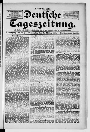 Deutsche Tageszeitung on Oct 27, 1898