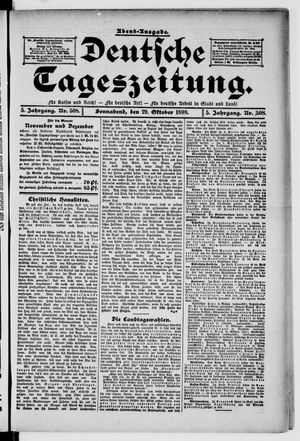 Deutsche Tageszeitung on Oct 29, 1898