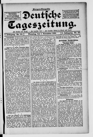 Deutsche Tageszeitung vom 01.11.1898