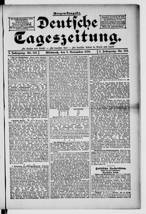 Deutsche Tageszeitung vom 02.11.1898