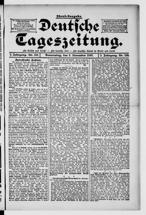 Deutsche Tageszeitung vom 03.11.1898