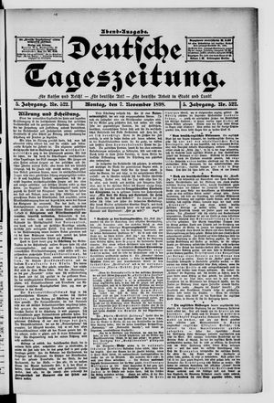 Deutsche Tageszeitung on Nov 7, 1898