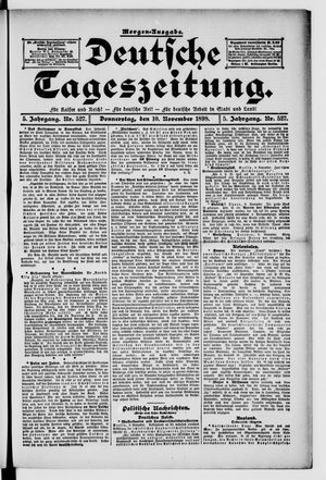 Deutsche Tageszeitung on Nov 10, 1898