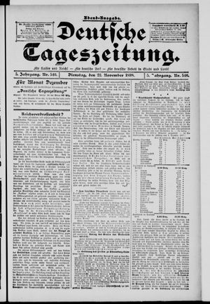 Deutsche Tageszeitung vom 22.11.1898