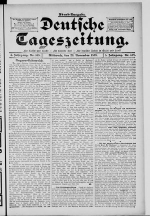 Deutsche Tageszeitung on Nov 23, 1898