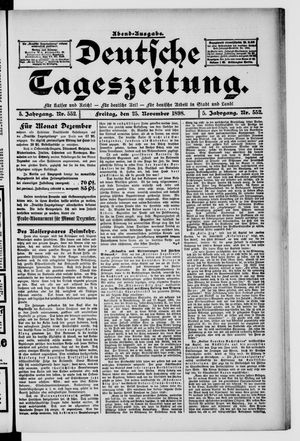 Deutsche Tageszeitung on Nov 25, 1898