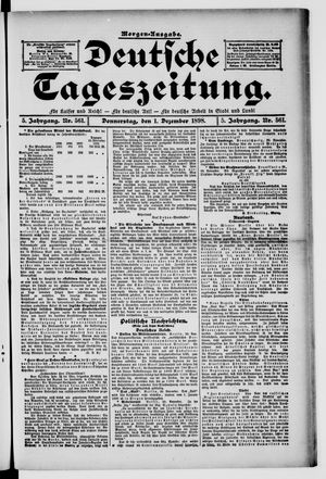 Deutsche Tageszeitung on Dec 1, 1898