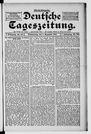 Deutsche Tageszeitung vom 01.12.1898