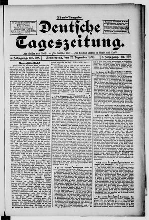 Deutsche Tageszeitung on Dec 22, 1898