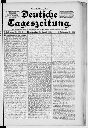 Deutsche Tageszeitung vom 29.08.1899