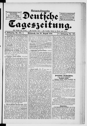 Deutsche Tageszeitung vom 30.08.1899