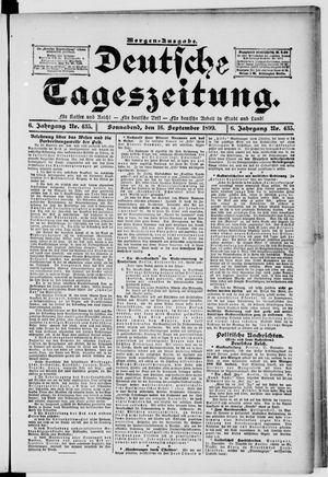 Deutsche Tageszeitung on Sep 16, 1899
