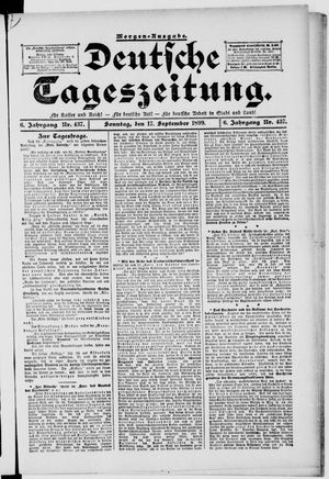 Deutsche Tageszeitung vom 17.09.1899