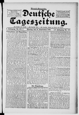 Deutsche Tageszeitung on Sep 18, 1899