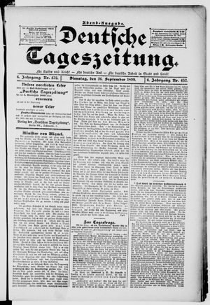 Deutsche Tageszeitung vom 26.09.1899