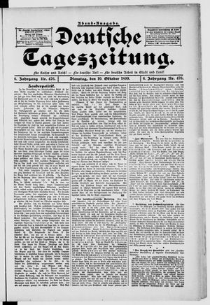 Deutsche Tageszeitung vom 10.10.1899