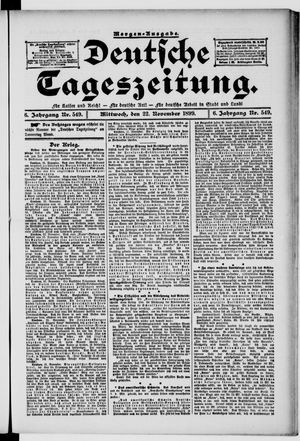 Deutsche Tageszeitung on Nov 22, 1899