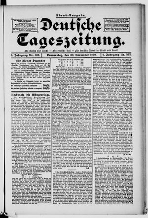 Deutsche Tageszeitung on Nov 30, 1899