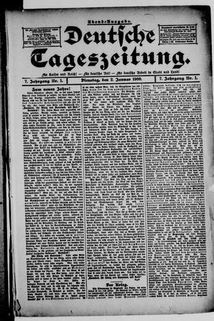 Deutsche Tageszeitung on Jan 2, 1900