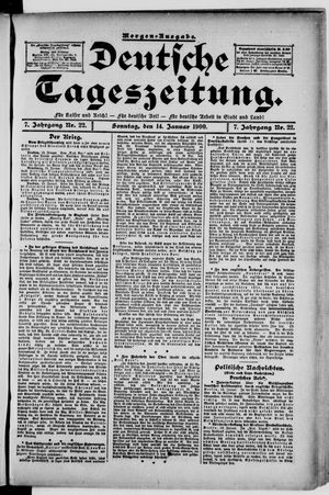 Deutsche Tageszeitung on Jan 14, 1900