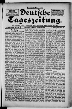Deutsche Tageszeitung on Jan 16, 1900