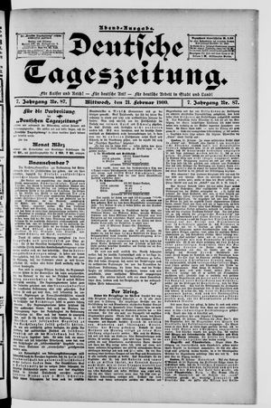 Deutsche Tageszeitung on Feb 21, 1900