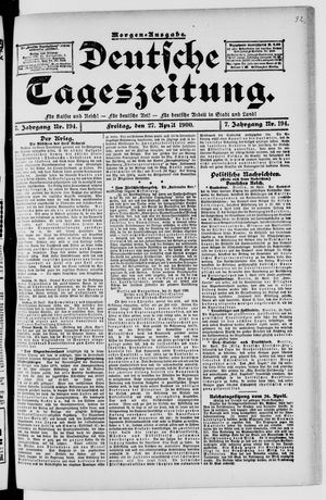 Deutsche Tageszeitung vom 27.04.1900