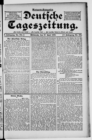 Deutsche Tageszeitung on Jun 27, 1900