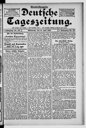 Deutsche Tageszeitung vom 18.07.1900