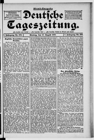 Deutsche Tageszeitung vom 27.08.1900