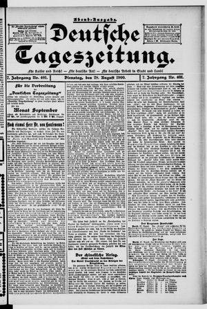 Deutsche Tageszeitung vom 28.08.1900