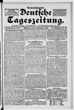 Deutsche Tageszeitung on Sep 19, 1900