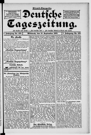 Deutsche Tageszeitung on Sep 19, 1900