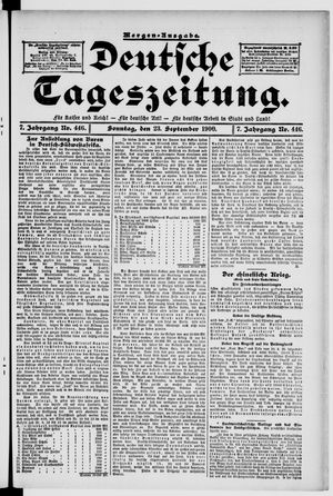 Deutsche Tageszeitung vom 23.09.1900