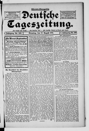 Deutsche Tageszeitung vom 27.08.1901