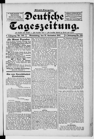 Deutsche Tageszeitung on Nov 21, 1901
