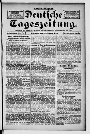 Deutsche Tageszeitung on Feb 12, 1902