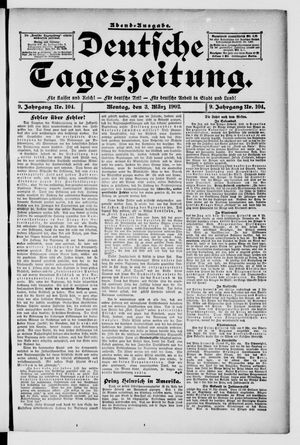 Deutsche Tageszeitung on Mar 3, 1902