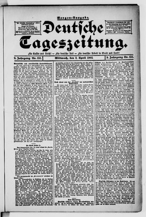 Deutsche Tageszeitung on Apr 2, 1902