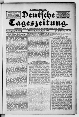 Deutsche Tageszeitung on Apr 2, 1902
