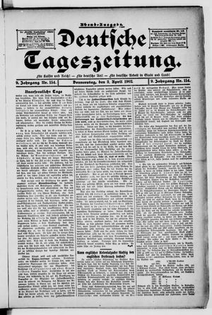 Deutsche Tageszeitung on Apr 3, 1902