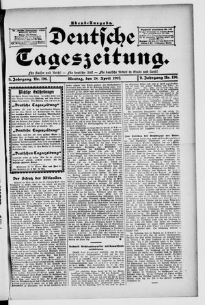 Deutsche Tageszeitung on Apr 28, 1902
