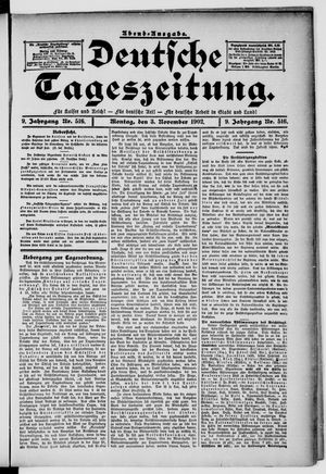 Deutsche Tageszeitung on Nov 3, 1902